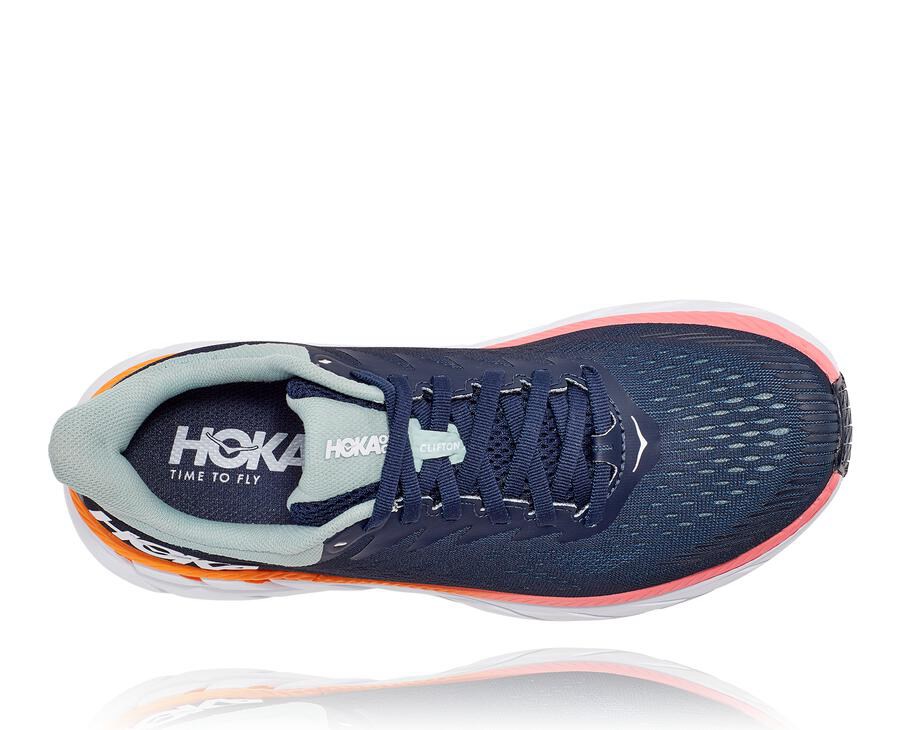 Hoka One One Running Shoes Womens Navy/White - Clifton 7 - 48730FWNY